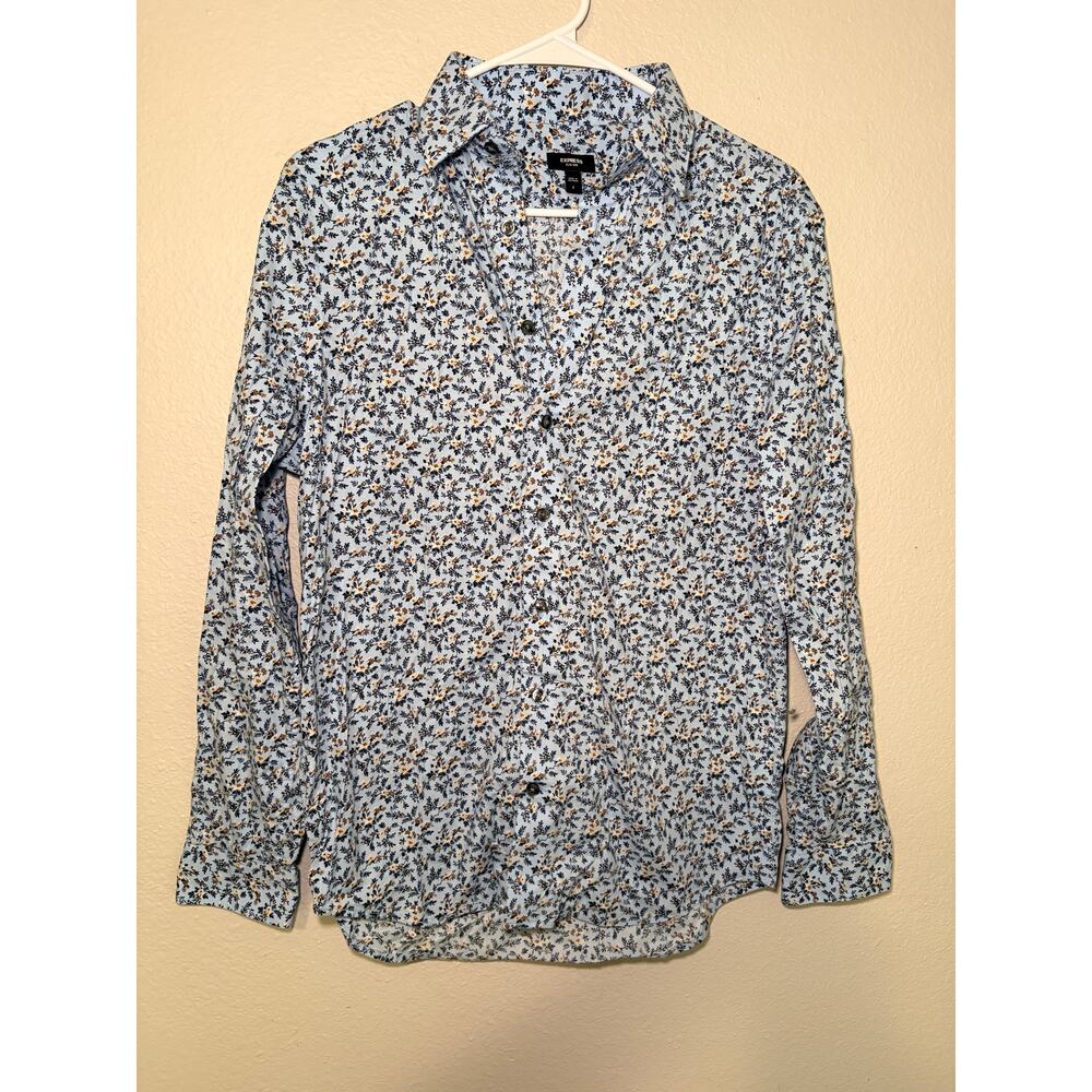 Express Slim 1MX Floral Button-Down Shirt - Men's Size S